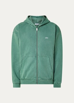 Obey Heren Lowercase sweatvest met logoborduring in de kleur Donkergroen, maat: S