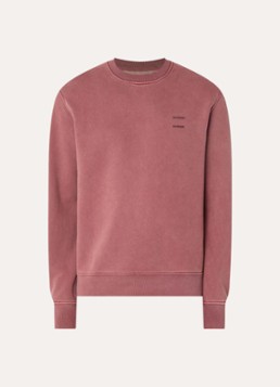 SAMSØE SAMSØE Heren Joel sweater met logo en verwassen afwerking in de kleur Steenrood, maat: L
