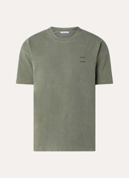 SAMSØE SAMSØE Heren Joel T-shirt met logo in de kleur Olijfgroen, maat: S