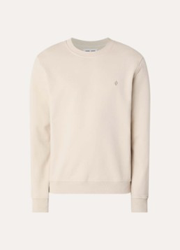 SAMSØE SAMSØE Heren Otto sweater met logoborduring in de kleur Beige, maat: L