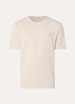 SAMSØE SAMSØE Heren Otto T-shirt met logoborduring in de kleur Beige, maat: M