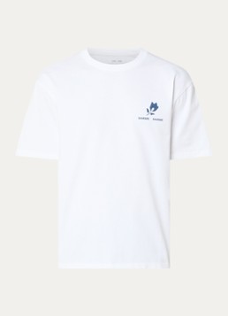 SAMSØE SAMSØE Heren Sacohen T-shirt met logo- en backprint in de kleur Wit, maat: S