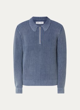 SAMSØE SAMSØE Heren Earl grofgebreide trui met halve rits in de kleur Indigo, maat: XL
