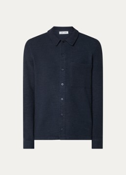 SAMSØE SAMSØE Heren Kore regular fit overhemd met structuur in de kleur Donkerblauw, maat: S