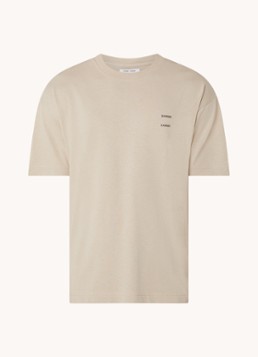 SAMSØE SAMSØE Heren Joel T-shirt met logo in de kleur Donkerbeige, maat: S