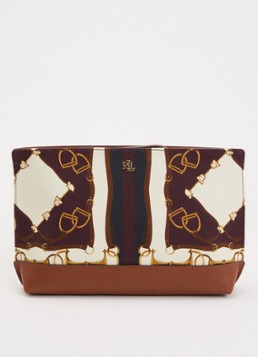 Ralph Lauren Dames Top Zip clutch van katoen in de kleur Bruin, maat: 1SZ