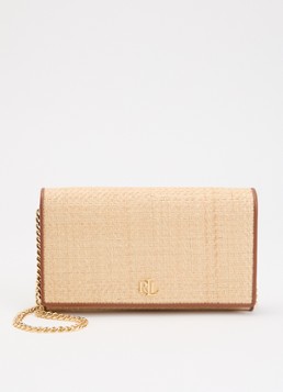 Ralph Lauren Dames Adair II clutch van raffia met leren details in de kleur Beige, maat: 1SZ