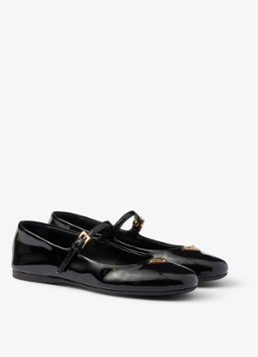 Prada Dames Ballerina van lakleer in de kleur Zwart