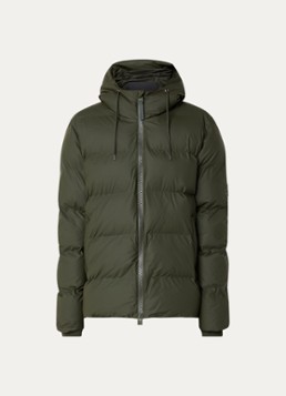 Rains Heren Alta puffer jack met capuchon en steekzakken in de kleur Bronsgroen, maat: S