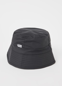 Rains Heren Bucket hoed met logo in de kleur Zwart, maat: S1-XS-M