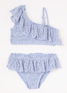 Lil 'Atelier Meisjes NMFFeline bikiniset met opengewerkt dessin in de kleur Blauwgrijs, maat: 92