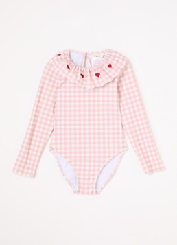 Lil 'Atelier Meisjes NMFFinley badpak met ruitdessin in de kleur Zalmroze, maat: 104
