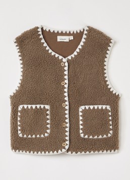 Lil 'Atelier Meisjes NMFLayo bodywarmer van teddy in de kleur Lichtbruin, maat: 122/128