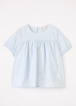 Lil 'Atelier Meisjes NMFJiva top met bloemborduring in de kleur Lichtblauw, maat: 98