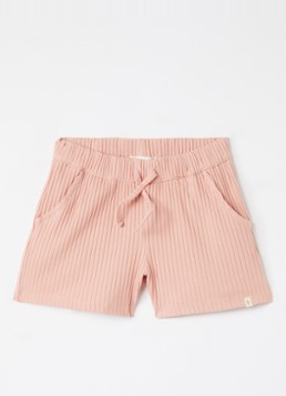 Lil 'Atelier Meisjes NMFSaseline straight fit korte broek met ribstructuur in de kleur Roze, maat: 110