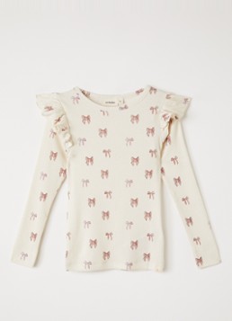 Lil 'Atelier Meisjes NMFGavo longsleeve met print in de kleur Gebroken wit, maat: 122/128
