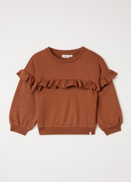 Lil 'Atelier Meisjes NMFILondon sweater met volant in de kleur Taupe, maat: 98
