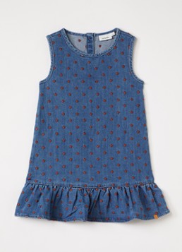 Lil 'Atelier Meisjes NMFLiva Lea denimjurk met print in de kleur Jeans, maat: 122