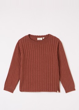 Lil 'Atelier Meisjes NMFNelsan ribgebreide trui in de kleur Roodbruin, maat: 122/128