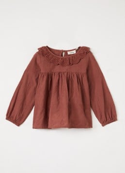 Lil 'Atelier Meisjes NMFNopa tuniek met bloemborduring en broderie in de kleur Mahoniebruin, maat: 122/128