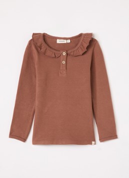 Lil 'Atelier Meisjes NMFThoro Huf longsleeve met ruches in de kleur Hazelnootbruin, maat: 98