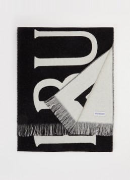 Burberry Dames Sjaal van wol met logoprint 170 x 30 cm in de kleur Zwart, maat: OS