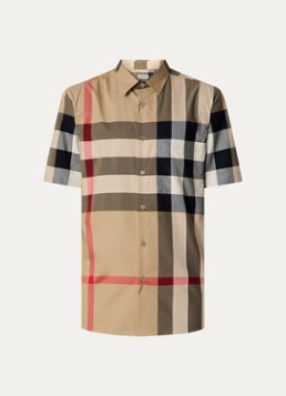 Burberry Heren Regular fit overhemd met ruitdessin en borstzak in de kleur Beige, maat: M