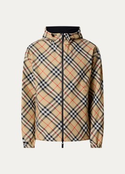 Burberry Heren Reversible windjack met ruitdessin en capuchon in de kleur Zand, maat: L