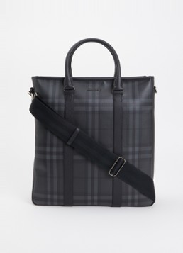 Burberry Heren Handtas met ruitdessin en afneembare schouderriem in de kleur Antraciet, maat: OS