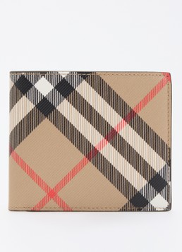 Burberry Dames Check portemonnee met ruitdessin in de kleur Camel, maat: OS