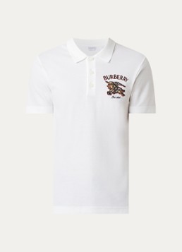 Burberry Heren Evan regular fit polo van piqué katoen met logoborduring in de kleur Wit, maat: S