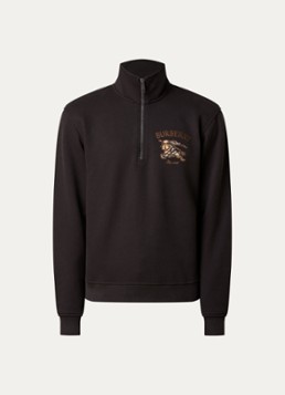 Burberry Heren Jacob sweater met halve rits en logoborduring in de kleur Chocoladebruin, maat: XL
