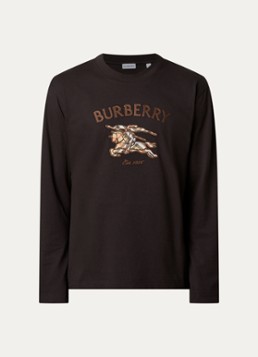 Burberry Heren Ryan longsleeve met logoborduring in de kleur Chocoladebruin, maat: S