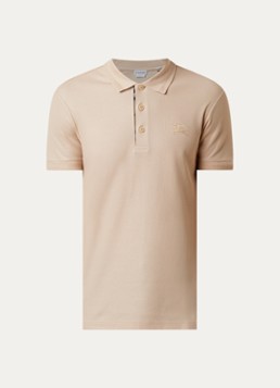 Burberry Heren Eddie slim fit polo van piqué katoen met logoborduring in de kleur Beige, maat: S