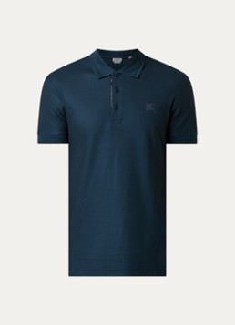 Burberry Heren Eddie slim fit polo van piqué katoen met logoborduring in de kleur Petrol, maat: S