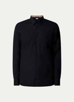 Burberry Heren Sherfield slim fit overhemd met stretch in de kleur Zwart, maat: XXL