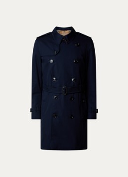 Burberry Heren Kensingon Heritage double-breasted trenchcoat met ceintuur in de kleur Donkerblauw, maat: 50