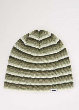 Obey Dames Broadcast muts met streepprint in de kleur Groen, maat: ONE SIZE