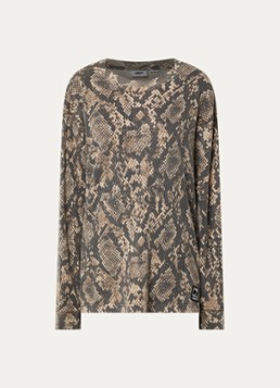 Obey Dames Longsleeve met slangenprint en structuur in de kleur Bruin, maat: L