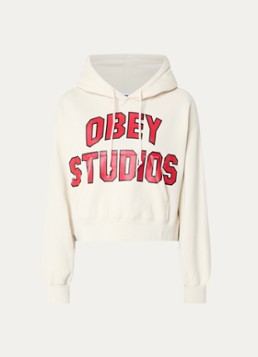 Obey Dames Fijngebreide trui met logo in de kleur Ivoor, maat: XS