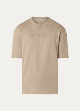 Boggi Milano Heren T-shirt met ronde hals in de kleur Donkerbeige