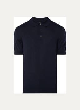 Boggi Milano Heren Regular fit polo van wol met stretch in de kleur Donkerblauw