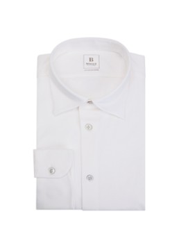 Boggi Milano Heren Regular fit overhemd met kent kraag in zijdeblend in de kleur Wit
