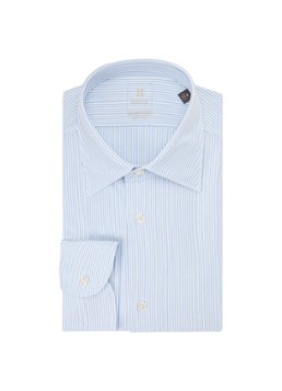 Boggi Milano Heren Regular fit strijkvrij overhemd met kent kraag en streepprint in de kleur Lichtblauw