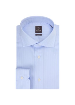 Boggi Milano Heren Slim fit strijkvrij overhemd met streepprint in de kleur Lichtblauw