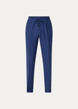 Boggi Milano Heren Straight fit chino van linnen met steekzakken in de kleur Royalblauw