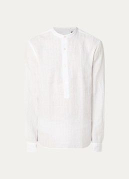 Boggi Milano Heren Regular fit overhemd van linnen in de kleur Wit