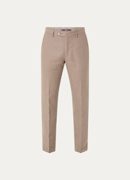 Boggi Milano Heren Straight fit pantalon van linnen met steekzakken in de kleur Zand