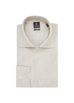 Boggi Milano Heren Regular fit overhemd van linnen in de kleur Zand