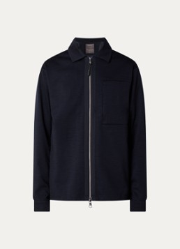 Boggi Milano Heren Regular fit overshirt van wol in de kleur Donkerblauw